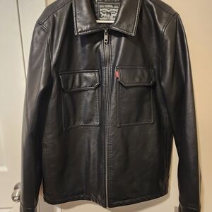 Levi's Men's Black Faux Leather Shirt Jacket